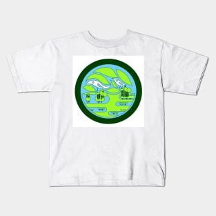 Ecopop landscape wetland in Birds nest logo art Kids T-Shirt